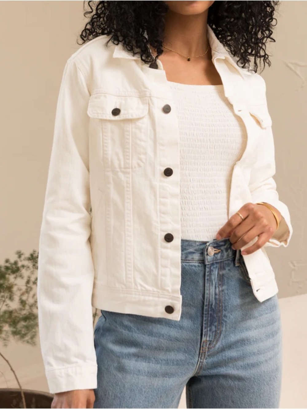 Able Bailey White Denim Jean Jacket - Women's